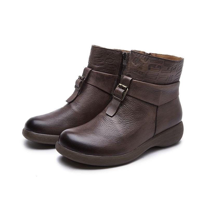 Herbst-winter-retro-beiläufige Kurze Stiefel Mit Gürtelschnalle