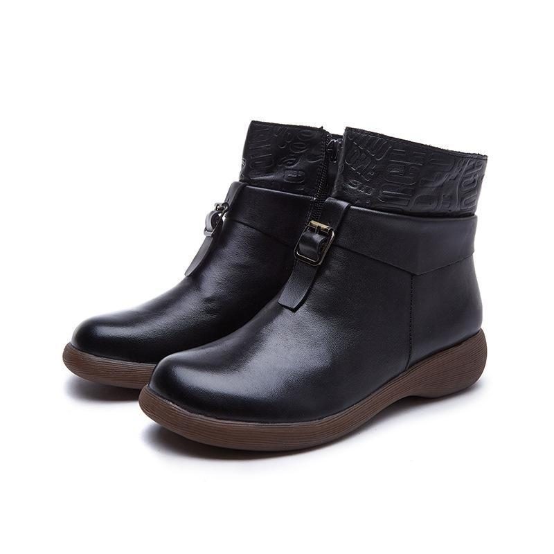 Herbst-winter-retro-beiläufige Kurze Stiefel Mit Gürtelschnalle