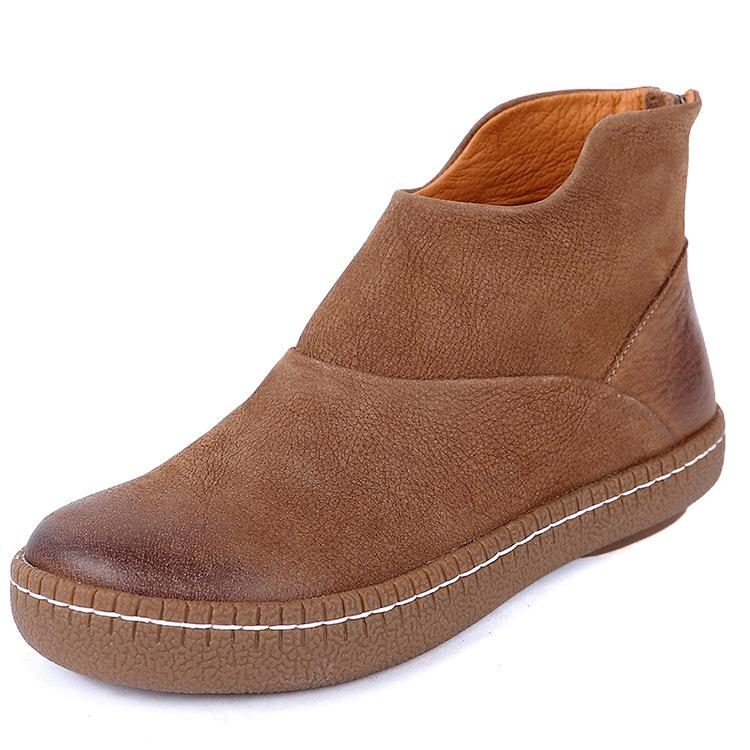 Herbst-winter-retro-flachleder Handgefertigte Stiefeletten