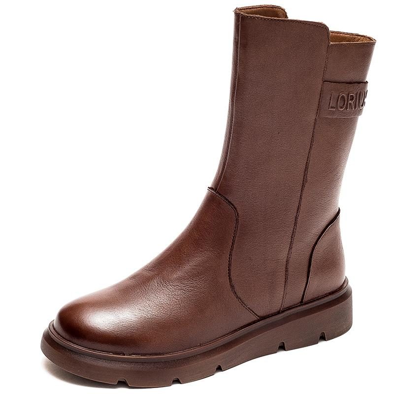 Herbst-winter-retro-lederstiefel Mit Wörtern