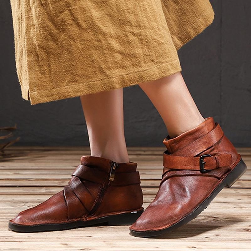 Lässige Ankle Boots Mit Verstellbarer Schnalle Und Bequemer Plateausohle