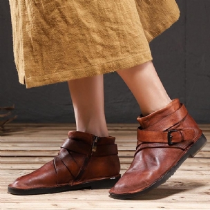 Lässige Ankle Boots Mit Verstellbarer Schnalle Und Bequemer Plateausohle