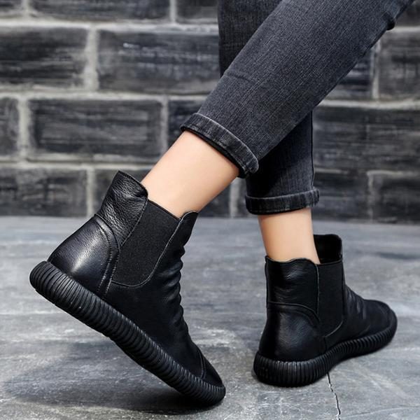 Lässige Chelsea-stiefel Aus Leder Für Damen