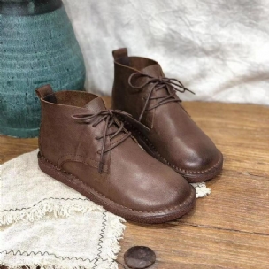 Lässige Damenstiefel Aus Handgefertigtem Leder Im Retro-stil