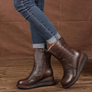 Lässige Mid-tube-lederstiefel Für Damen