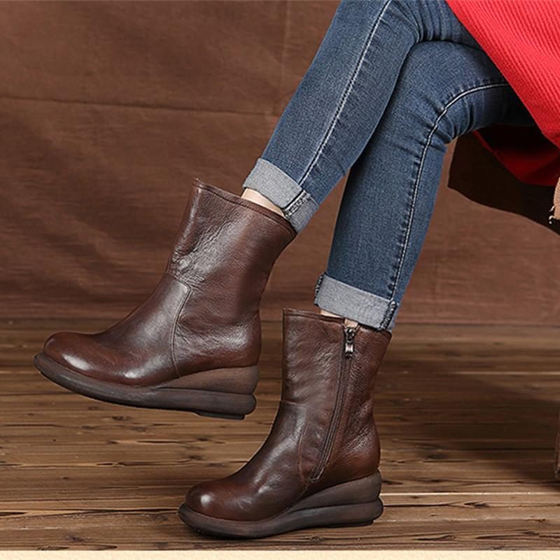 Lässige Mid-tube-lederstiefel Für Damen