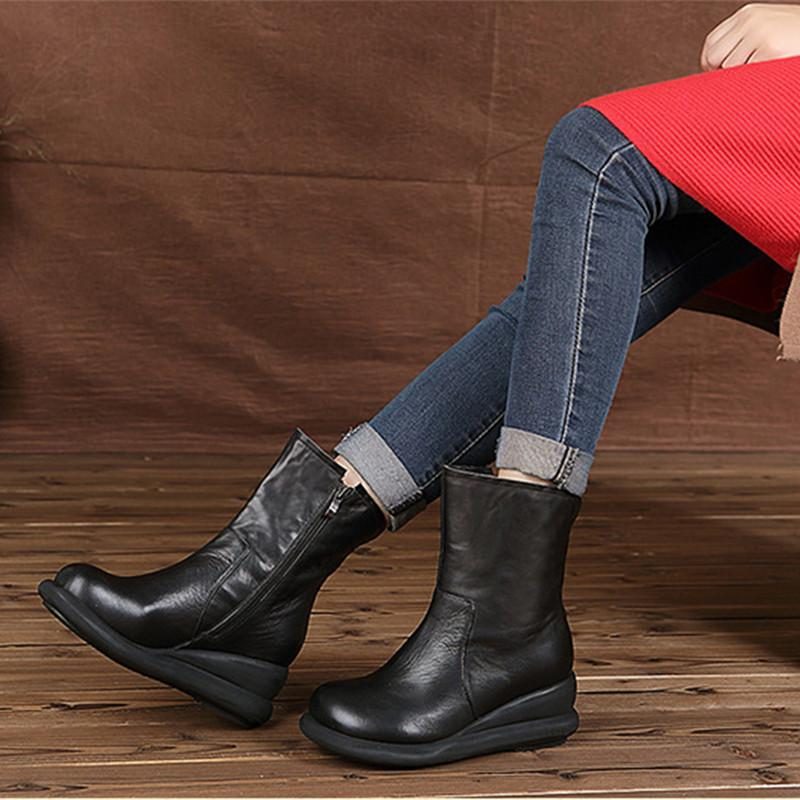 Lässige Mid-tube-lederstiefel Für Damen