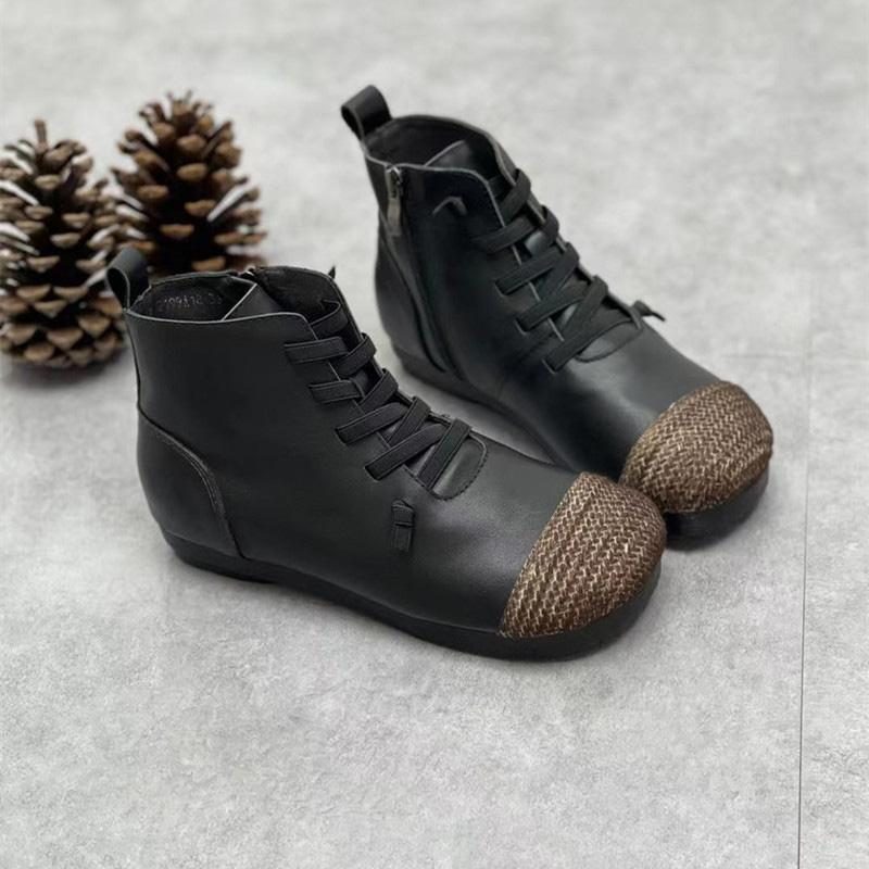 Lässige Retro-stiefeletten Aus Leder Für Herbst Und Winter