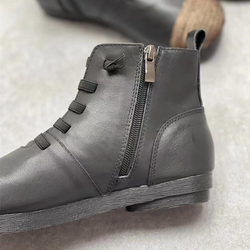 Lässige Retro-stiefeletten Aus Leder Für Herbst Und Winter