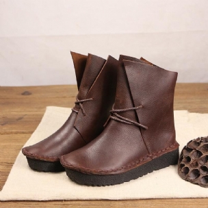 Lässige Stiefeletten Aus Vintage-leder Mit Schnürung