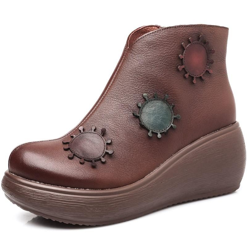 Neuer Stil Lederstiefel Mit Keilabsatz Herbst Winter