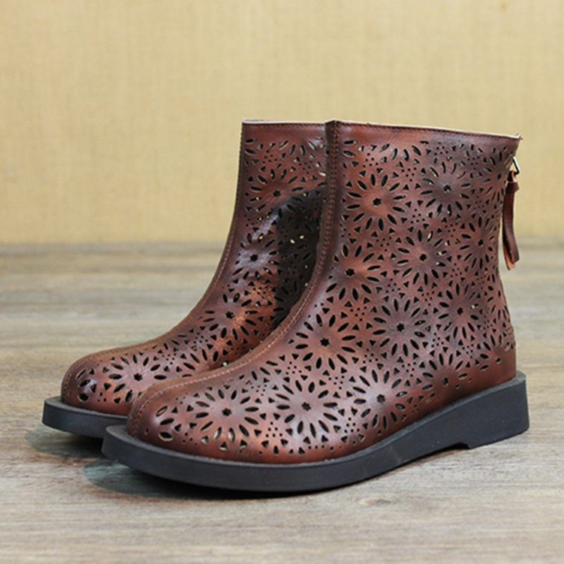 Retro Handgefertigte Flache Stiefel