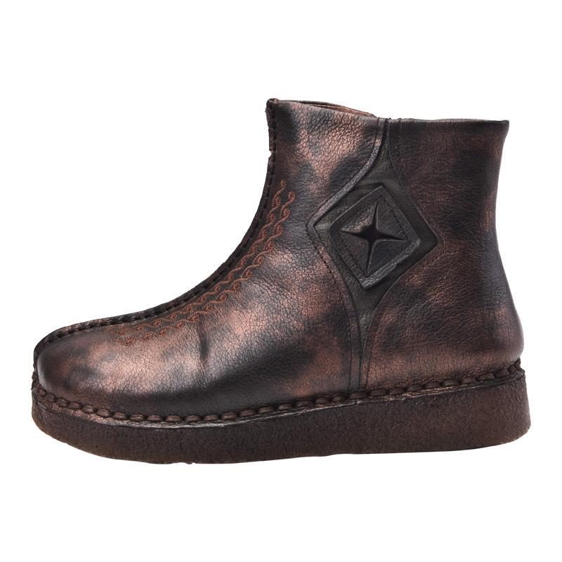 Retro-leder-stiefeletten Mit Flachem Boden Martin Boots Schuhe