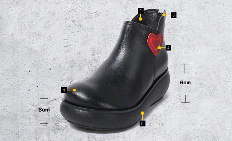 Retro-lederstiefel Mit Keilförmigem Reißverschluss