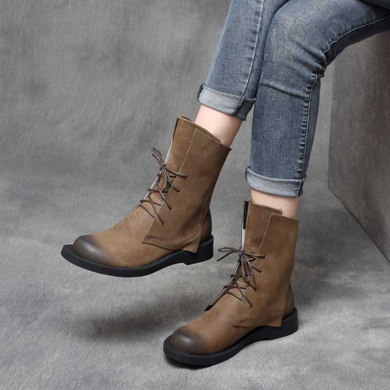 Retro-schnürstiefel Aus Leder Im Britischen Stil