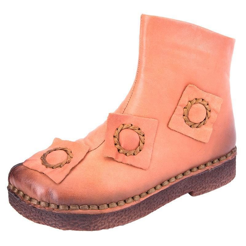 Spring Retro Leder Rat Bottom Short Boots