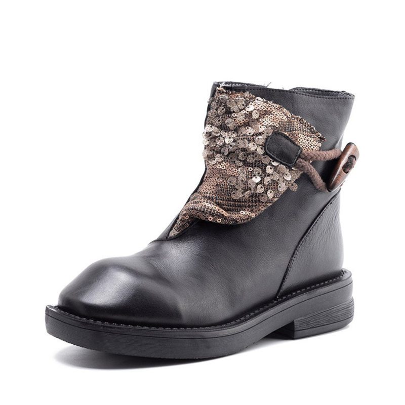 Stiefeletten Aus Leder Im Pailletten-design