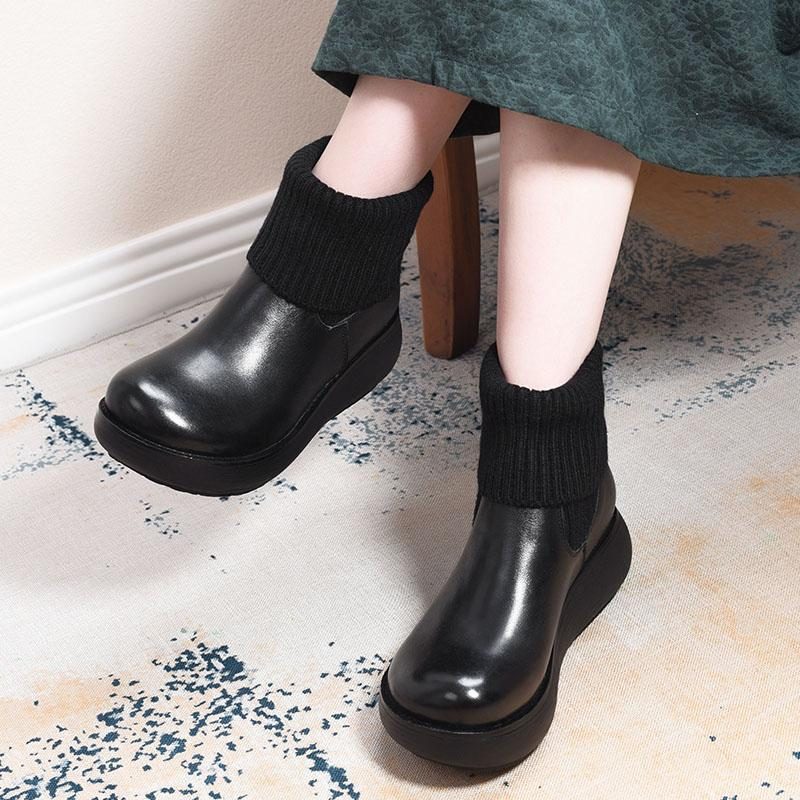 Vintage Ankle Boots Aus Wollleder Mit Keilabsatz Sale