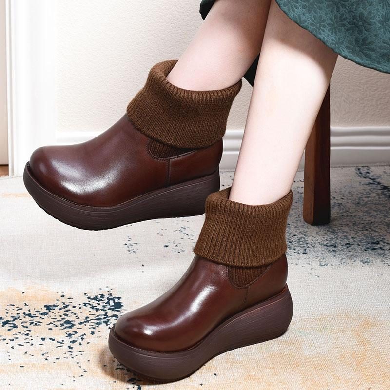 Vintage Ankle Boots Aus Wollleder Mit Keilabsatz Sale