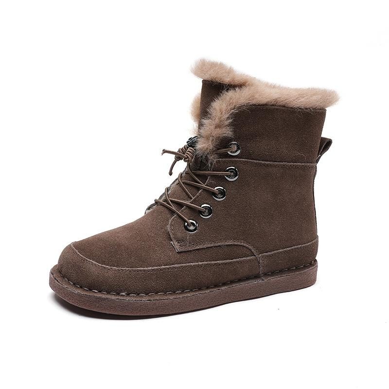 Warme Winter-retro-lederstiefel Aus Dickem Fell