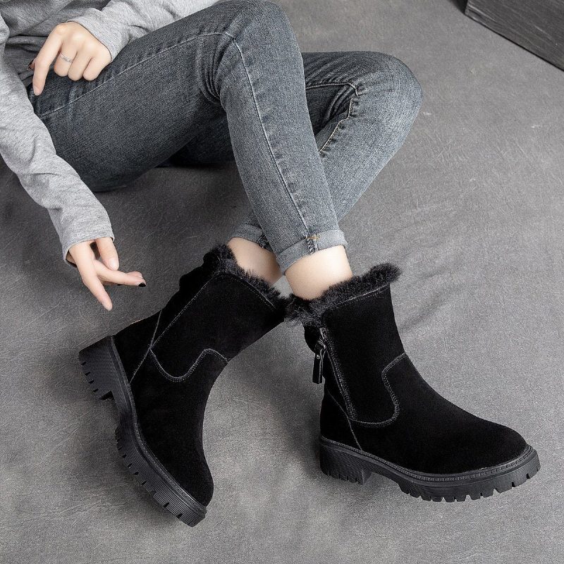 Warme Winterstiefel Aus Dickem Fell Im Retro-stil