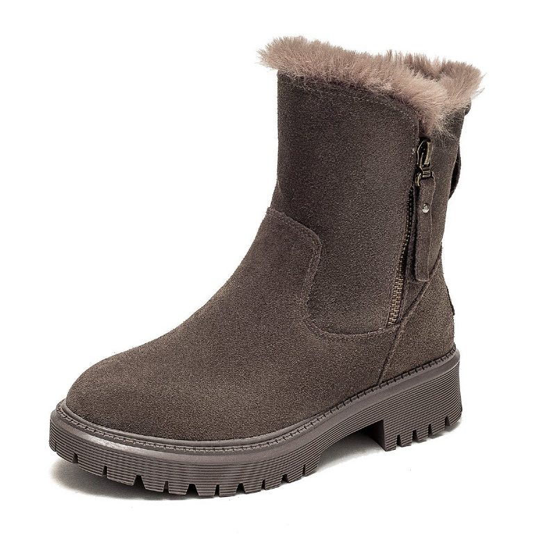 Warme Winterstiefel Aus Dickem Fell Im Retro-stil