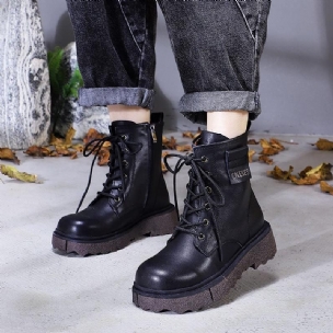 Winter Kunstpelz Retro Leder Handgefertigte Freizeitstiefel