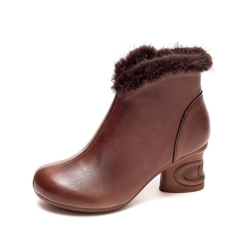 Winter-retro-cony-haar-pelz-warme Lederstiefel