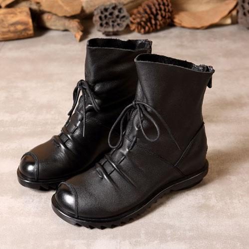 Winter-retro-leder-samt-kurzstiefel