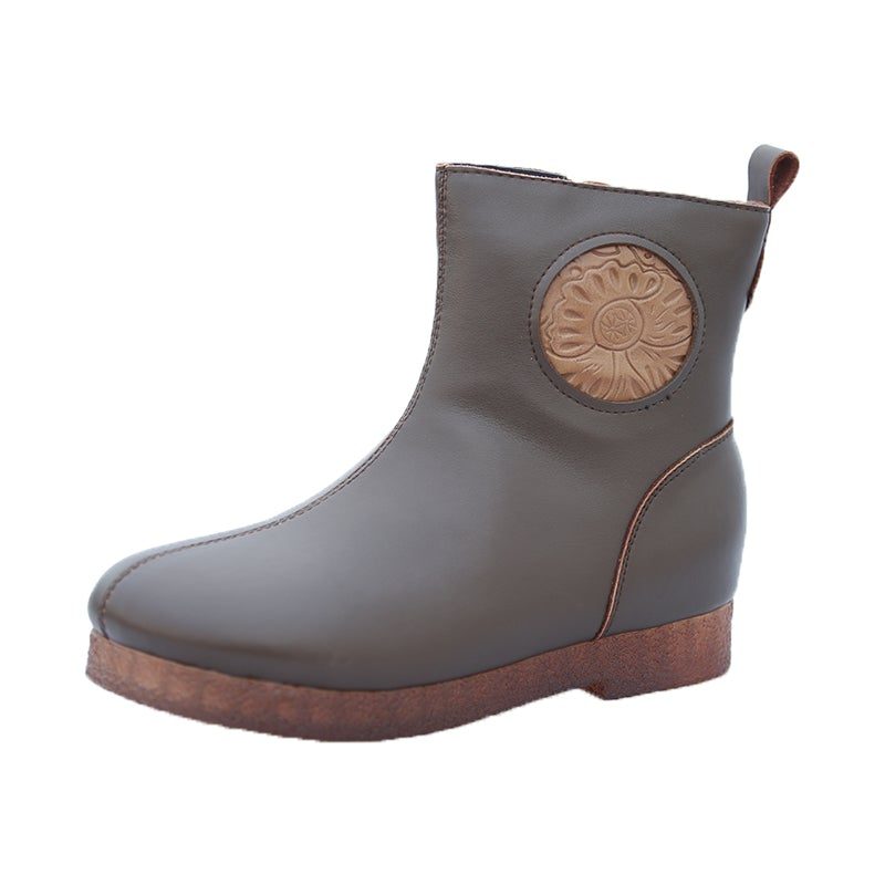 Winter-retro-soft-leder-plüsch-warme Freizeitstiefel