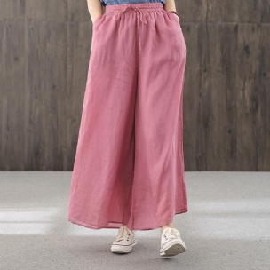 Damen-sommer-leinenhose Mit Weitem Bein