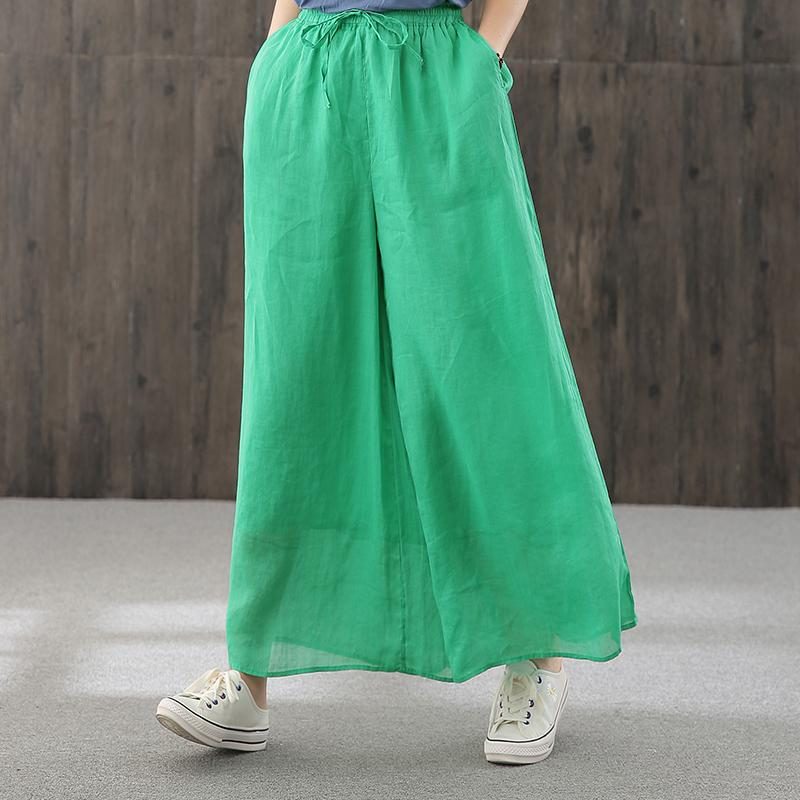 Damen-sommer-leinenhose Mit Weitem Bein