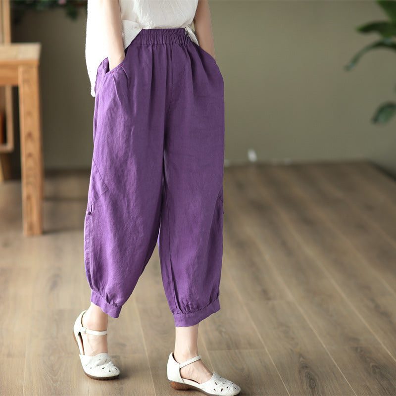 Damen-sommer-retro-leinenhose