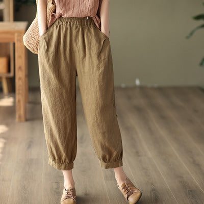 Damen-sommer-retro-leinenhose