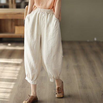 Damen-sommer-retro-leinenhose