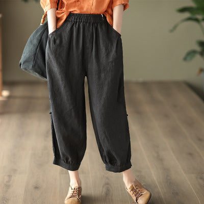 Damen-sommer-retro-leinenhose