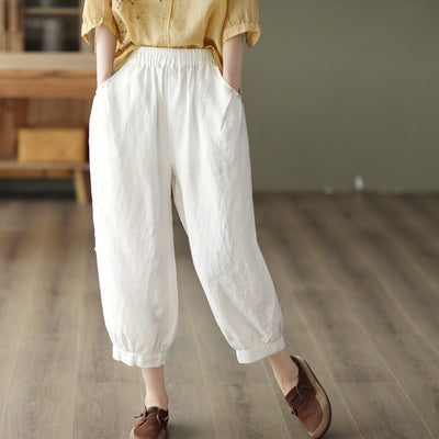 Damen-sommer-retro-leinenhose