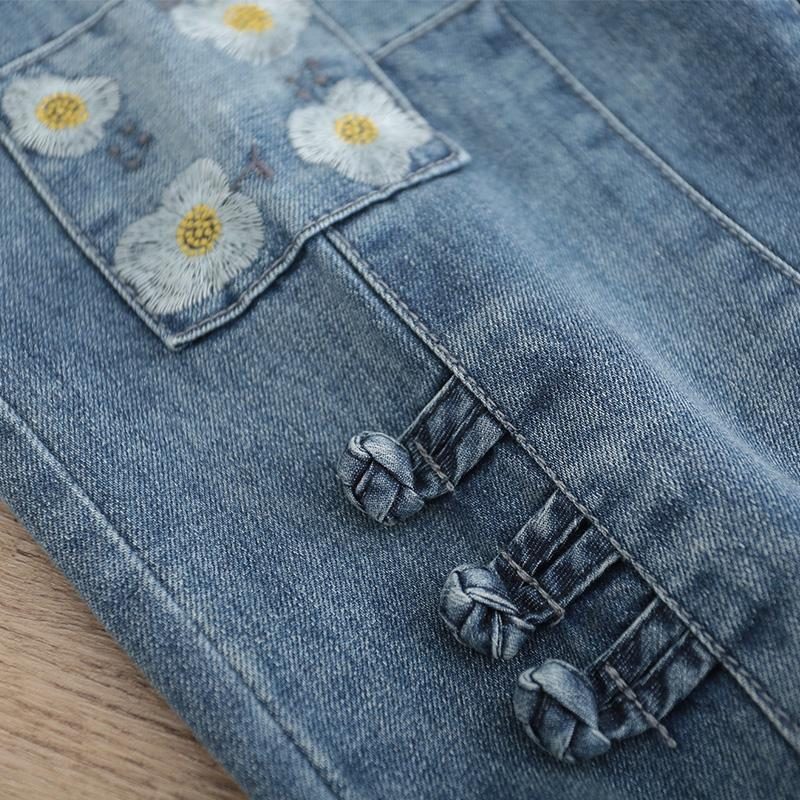 Denim-haremshose Mit Vintage-stickerei