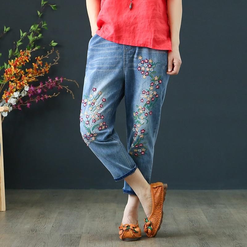 Denim Retro-stickerei Ethnische Jeans