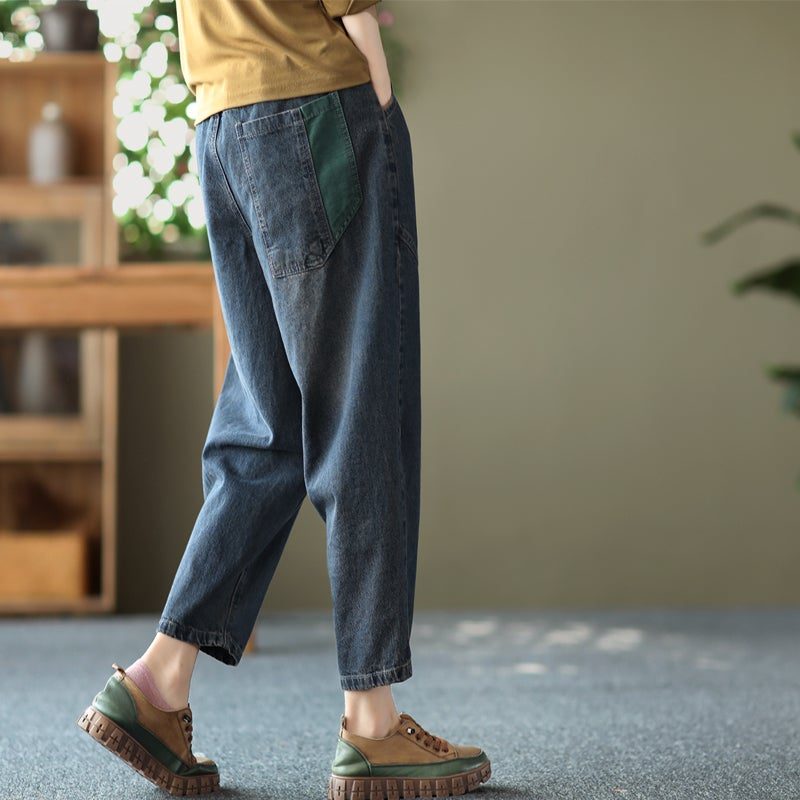 Frauen Lockere Frühlings-retro-libellen-stickerei-baumwolljeans