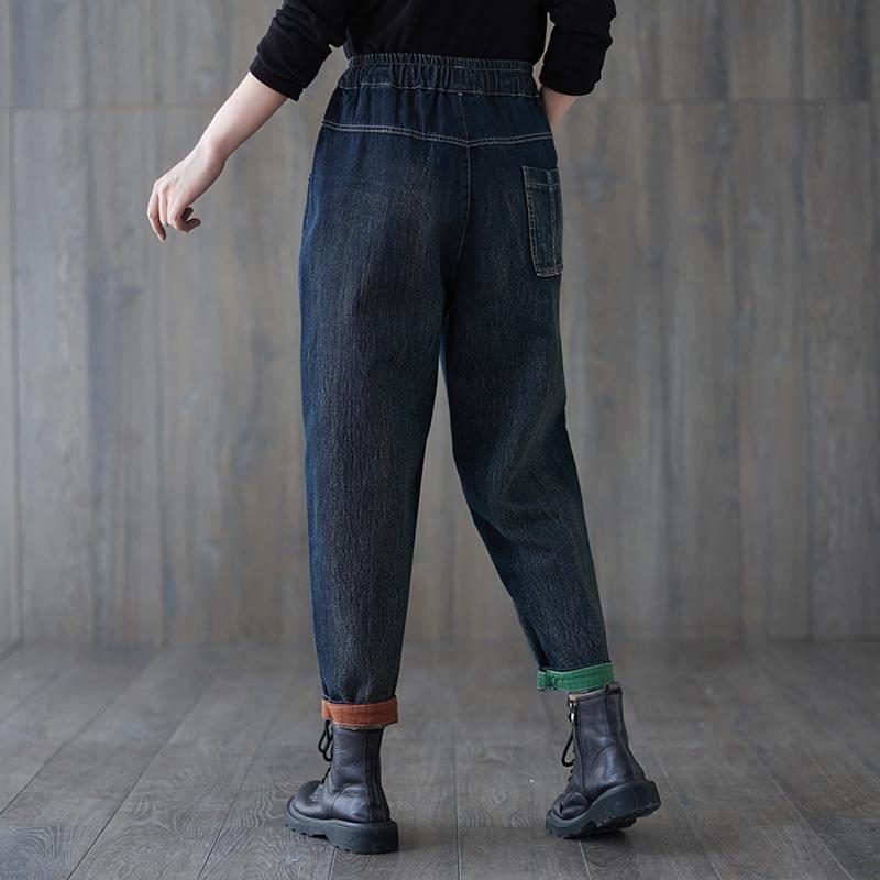 Frühlings-herbst-retro Lässige Baumwolljeans Mit Stickerei