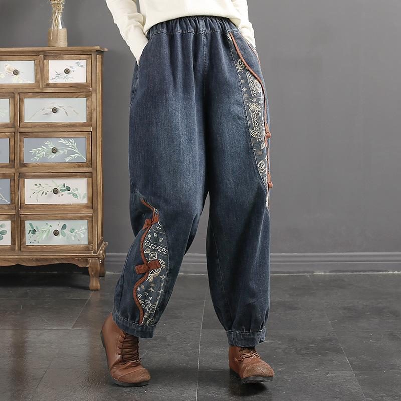 Frühlings-retro-lässige Patchwork-loose-harem-jeans