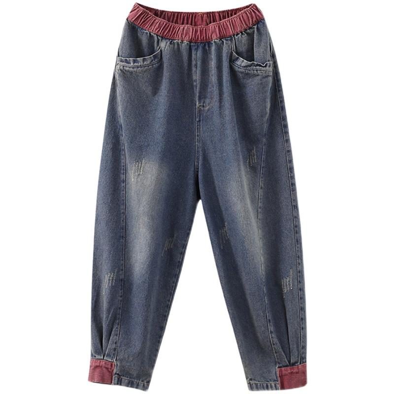 Gewaschene Legere Lockere Haremsjeans Für Damen