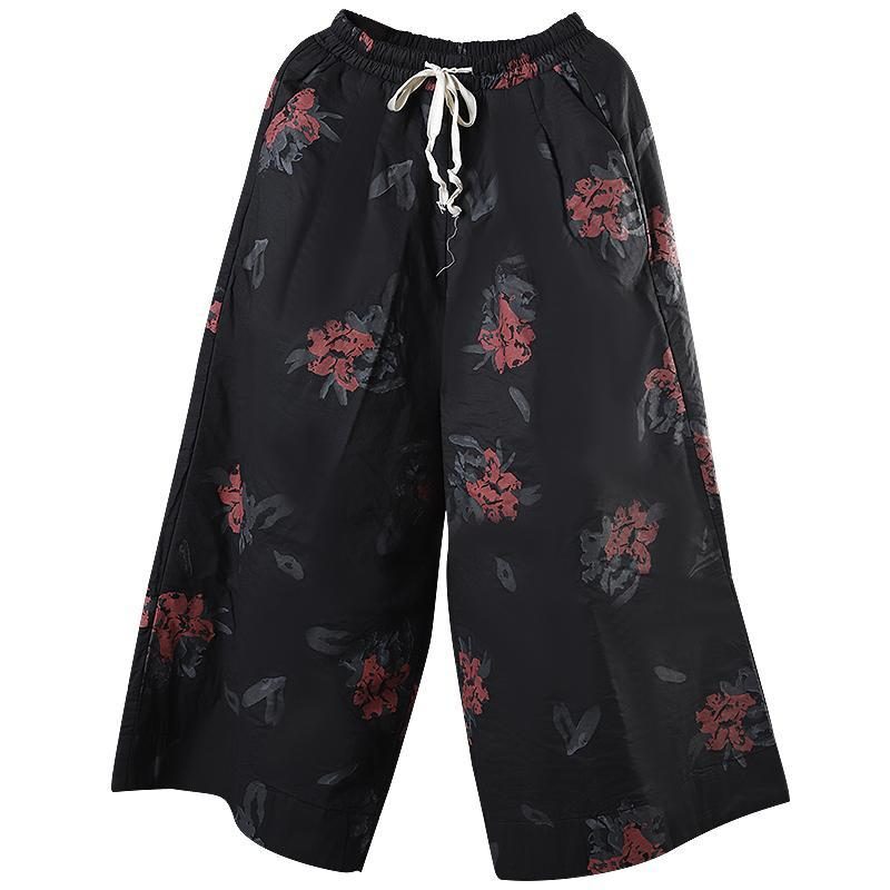 Hose Mit Weitem Bein Und Retro-print Dicke Winterhose Aus Baumwolle