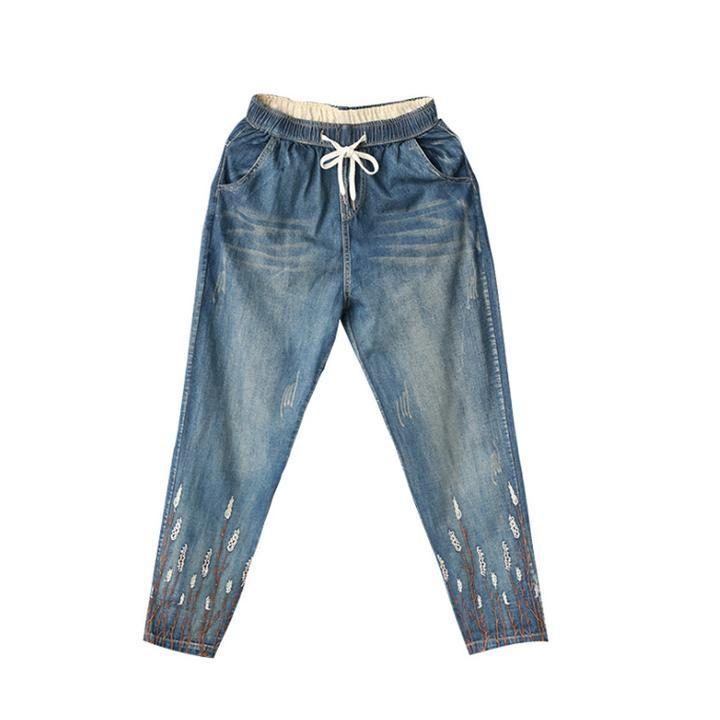 Kordelzug Jeansblau Damen Herbst Haremshose