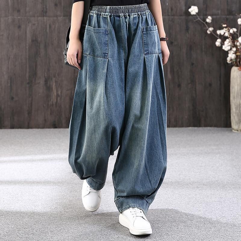 Lässige Retro-denimhose Mit Sandwischeffekt