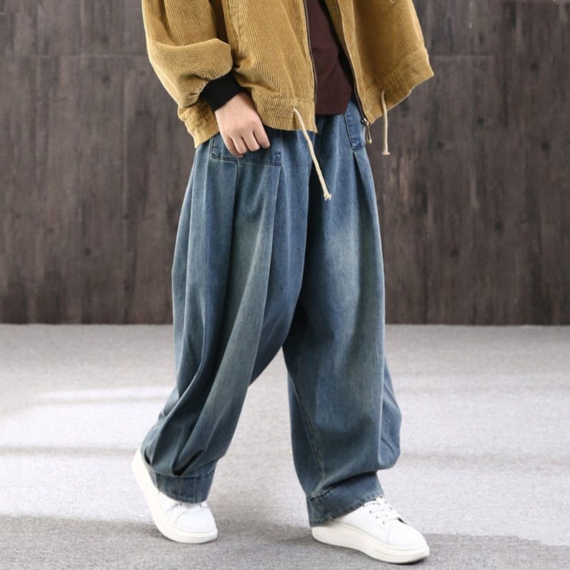 Lässige Retro-denimhose Mit Sandwischeffekt