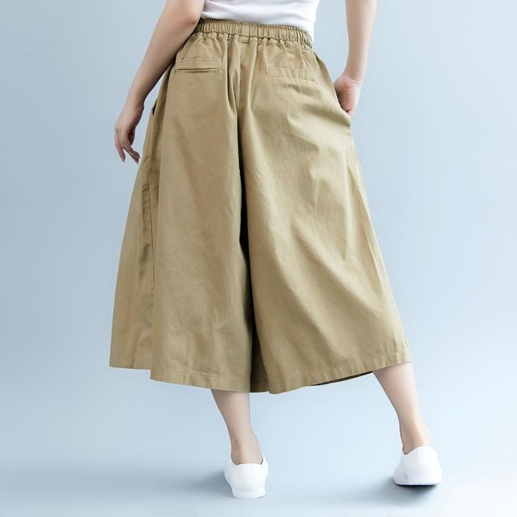 Legere Hose Mit Elastischem Bund Und Wildem Bein-khaki