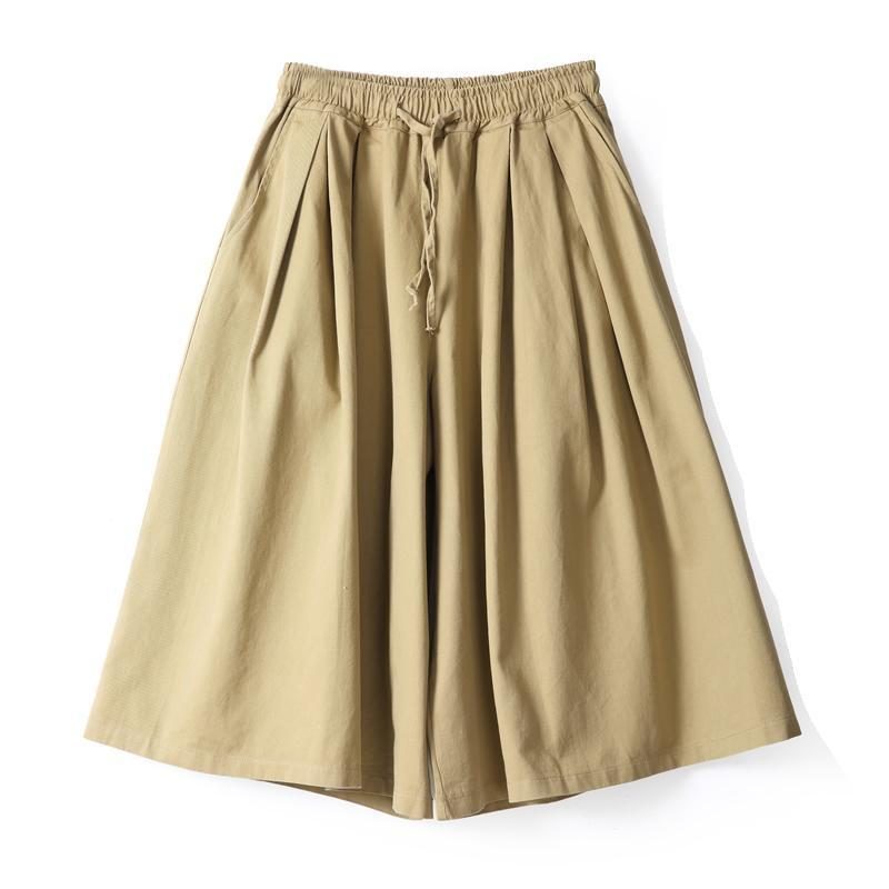 Legere Hose Mit Elastischem Bund Und Wildem Bein-khaki