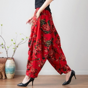 Leinenhose Im Ethnischen Chinesischen Stil Mit Blumenmuster